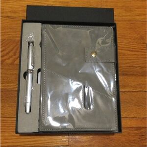 Diary Gray Book Record Life Bit by Bit Notebook with Silver Pen.